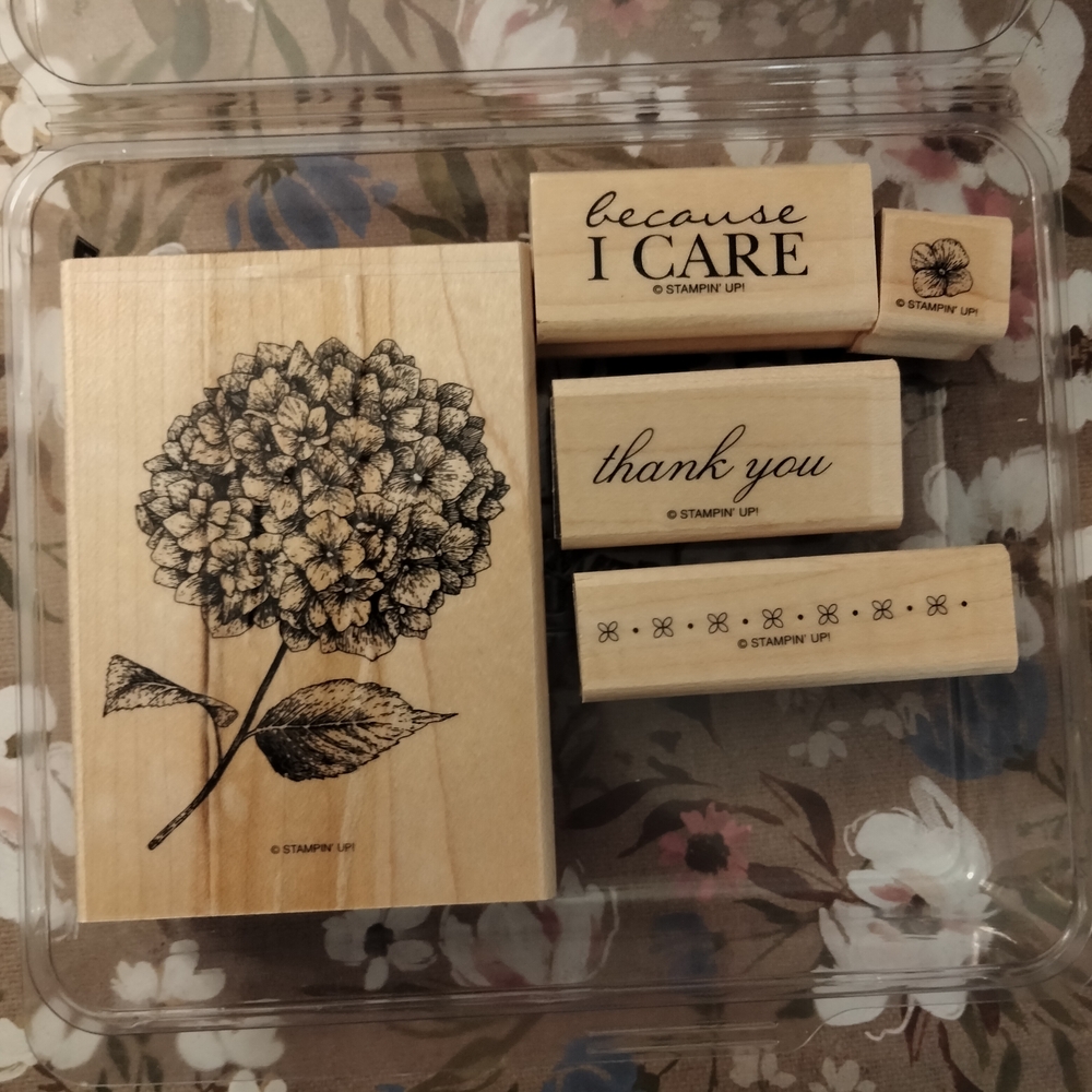 Stampin' Up! Floral and Sentiment Wooden Stamp Set - Natural Wood